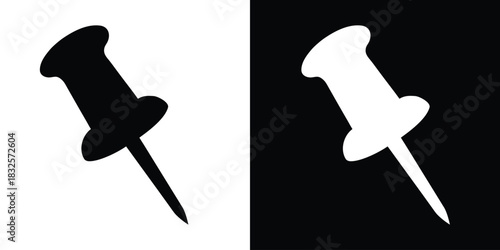 Push pin silhouette vector, Thumbtack icon, Push pin vector icon