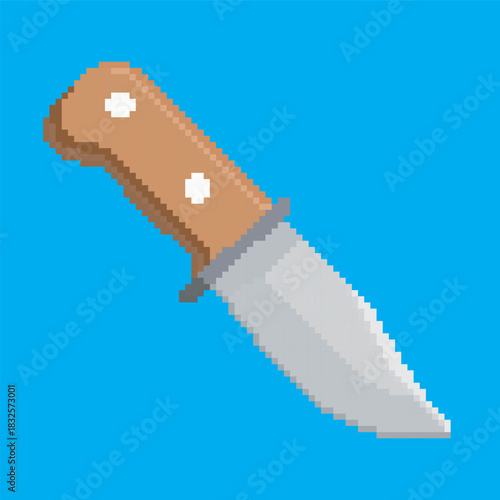 knife pixel art, vector illustration on isolated background.