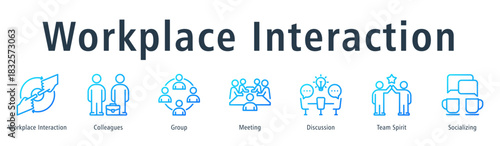 Workplace Interaction Web Banner Outline Gradient