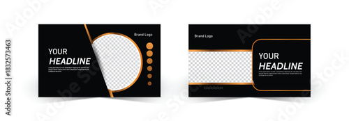 Modern business banner templates with elegant golden accents set
