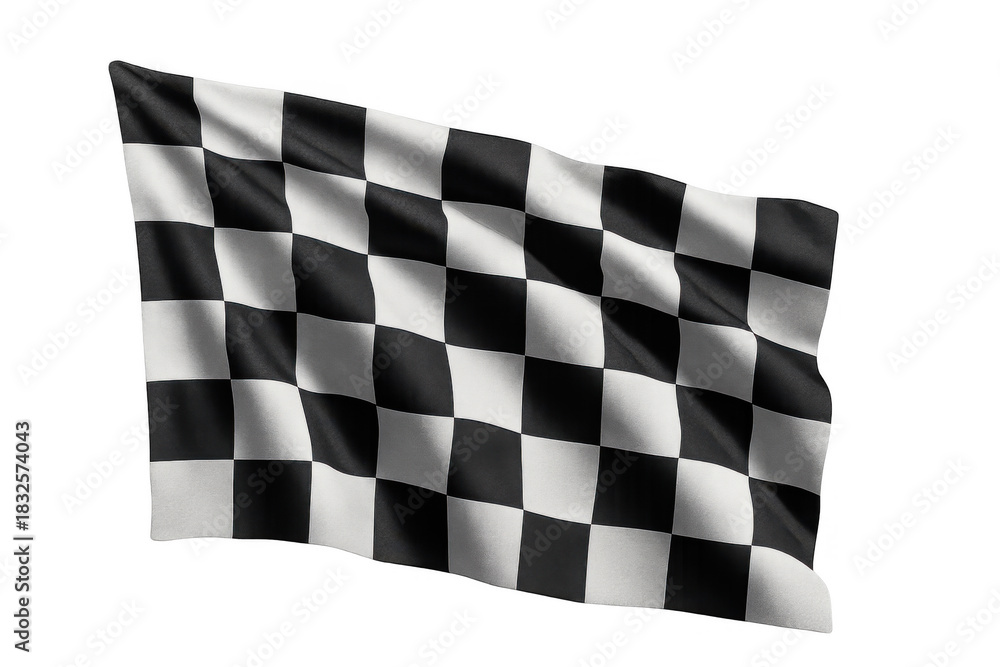Naklejka premium Checkered flag fluttering, symbolizing ultimate achievement, championship, and finishing race on a transparent background