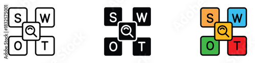 SWOT Analysis icon vector. strengths, weaknesses, opportunities, and threats symbol. vector illustration.