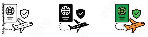 Travel Insurance icon vector. safe journey, secure travel document and airplane symbol. vector illustration.