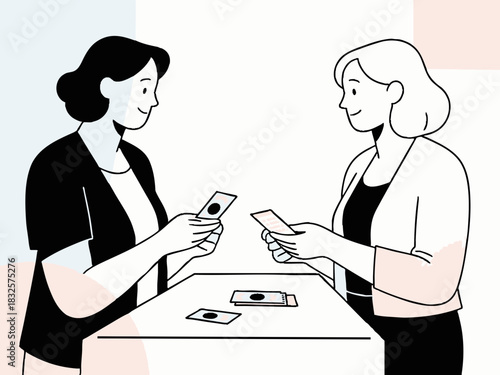 A simple illustration of someone buying a lottery ticket. Dreams. Becoming a millionaire. Cash prize.