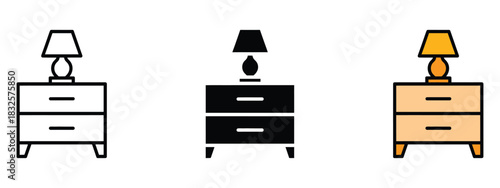 Nightstand icon vector. Charming bedside table lamp symbol. vector illustration.
