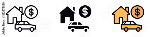 Personal Assets icon vector. financial security with property and transportation symbol. vector illustration.
