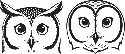 black and white cartoon illustration of a owl