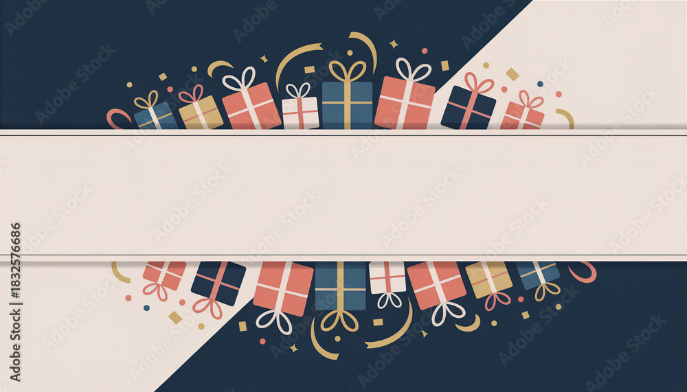 Fototapeta premium Festive Celebration Presents Background. Party Banner for Events, Birthdays & Holidays Template.