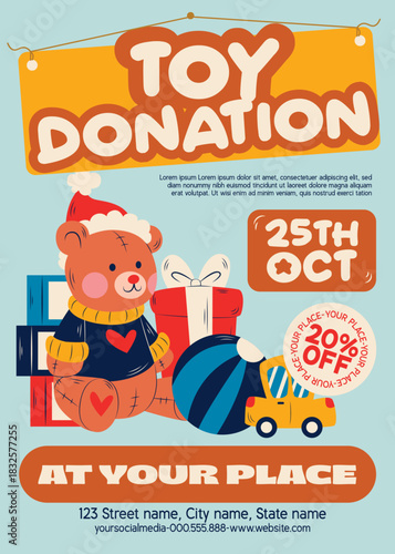 Toy Donation Event Flyer with Holiday Theme