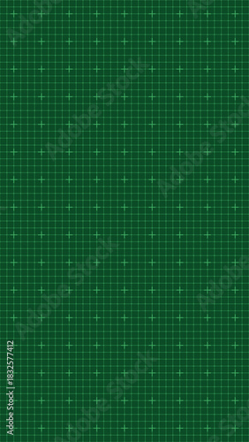 Seamless green blueprint grid with geometric crosshairs and lines, abstract background ideal for mapping, science, digital technology, navigation, engineering, interface, and data planning