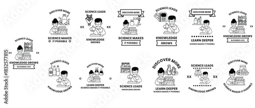 A series of images of children learning about science