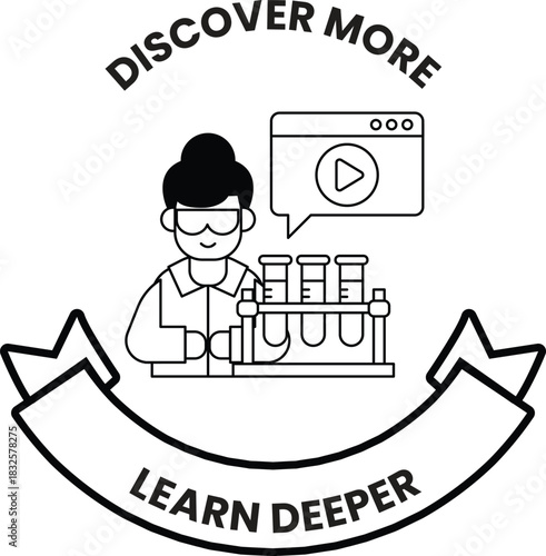 A woman in a lab coat is holding a beaker and a test tube