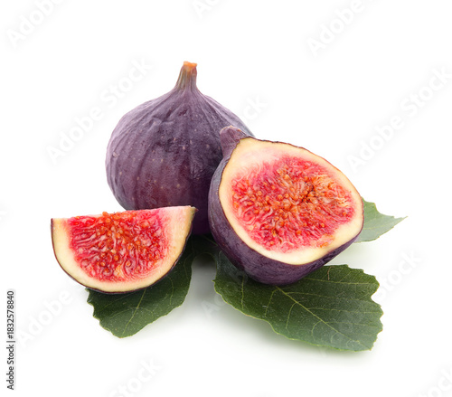 Fresh ripe purple figs with...