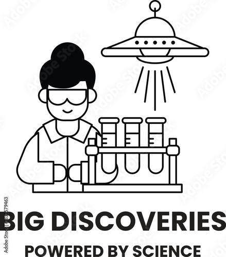 A woman in a lab coat is holding a beaker and a test tube