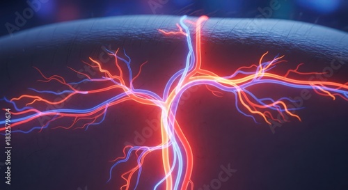 Detailed blood vessel illustration showcasing arterial and venous systems connections