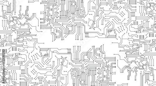 Seamless shadow pattern of motherboard technology on white background. 