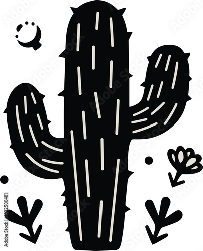 Wallpaper Mural Vintage Rustic Cactus Illustration with Wildflowers – Hand-Made Desert Botanical Art Torontodigital.ca