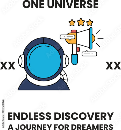 A blue and white image of a man in a space suit with a microphone