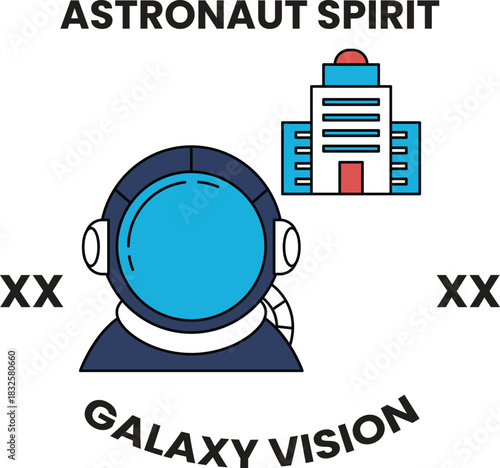 A blue and white astronaut with a helmet on a round logo that says Astronaut Spi