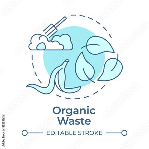 Organic waste soft blue concept icon. Sustainable biodegradable, environmental impact. Round shape line illustration. Abstract idea. Graphic design. Easy to use in article, brochure
