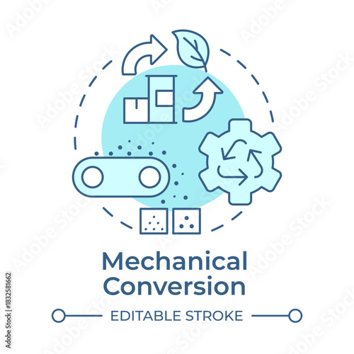 Mechanical conversion soft blue concept icon. Waste management, recycling process. Reusable materials. Round shape line illustration. Abstract idea. Graphic design. Easy to use in article, brochure