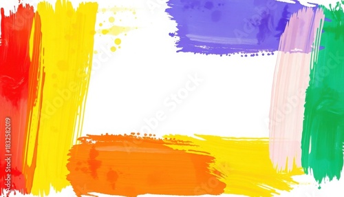 Colorful Watercolor Brush Strokes Frame for Creative Design.