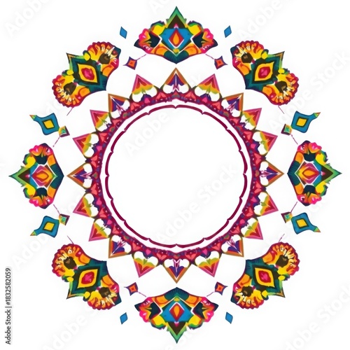 Colorful Ornamental Mandala Design with Intricate Geometric Patterns.