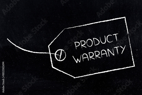 product warranty label illustration for consumer protection and retail communication