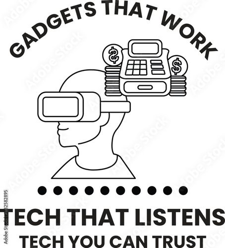 A man wearing a VR headset is shown with a stack of money