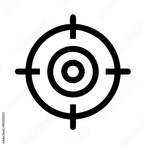 Illustration of a black target with concentric circles and crosshairs on a white background image design