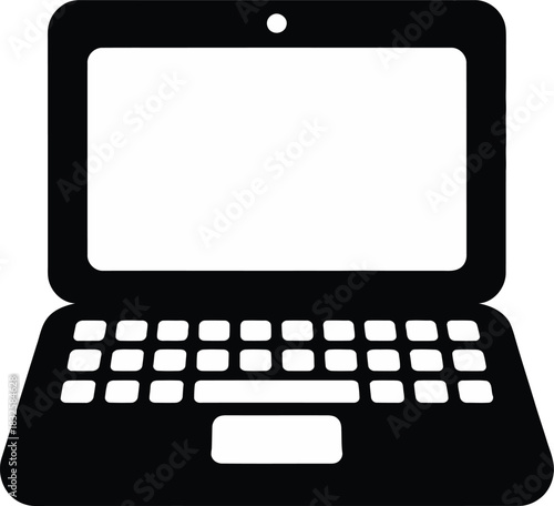 Black and white vector illustration of a modern laptop design