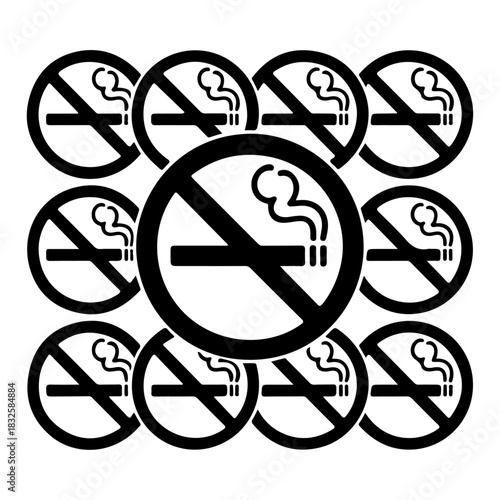 No Smoking Sign Icons – Set of Cigarette Ban Symbols