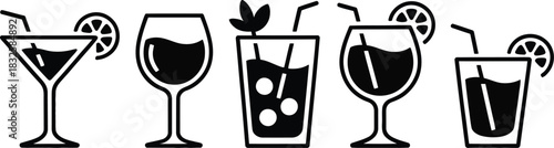 Various alcoholic and nonalcoholic cocktails and drinks vector graphic collection