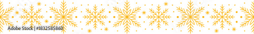 Yellow snowflake border pattern on white background