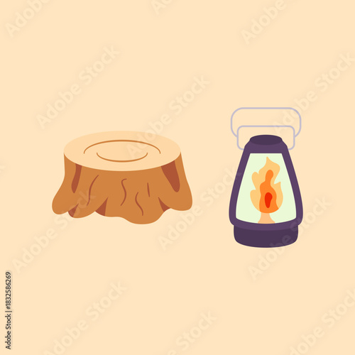 A trunk with a glowing candle light, symbolizing mystery, nostalgia, and exploration. Clean, simple illustration suitable for themes of treasure, storage, vintage objects, adventure, and storytelling.