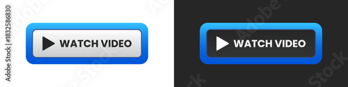 Watch Video modern sticker button label with badge play sign symbol.
