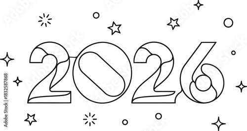 Two thousand twenty six year new future celebration date holiday event line