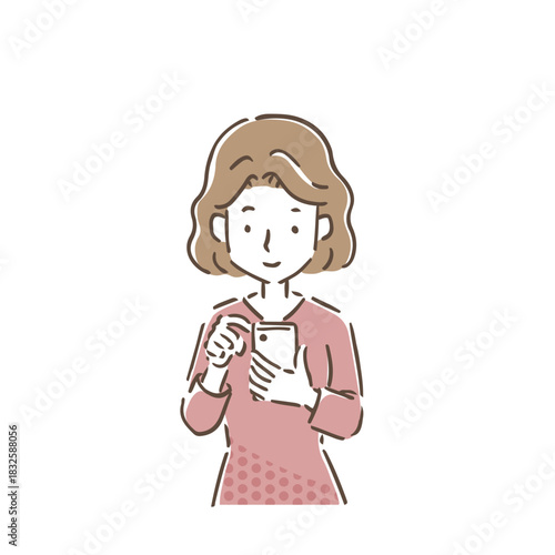 俯いてスマホを操作している若い女性