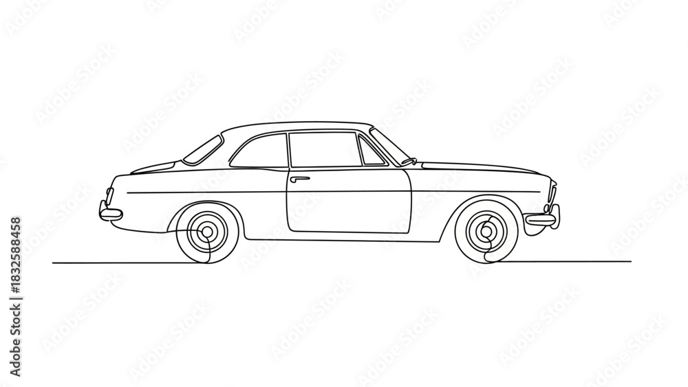 Fototapeta premium Classic car line art drawing evokes vintage automotive design with clean lines