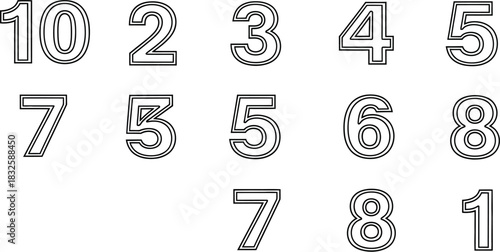 Numbers outline math counting education learning digit numeric symbol set