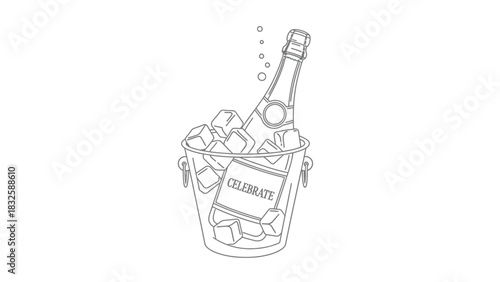 Champagne bottle ice bucket celebration bubbles drink party alcohol luxury cheers