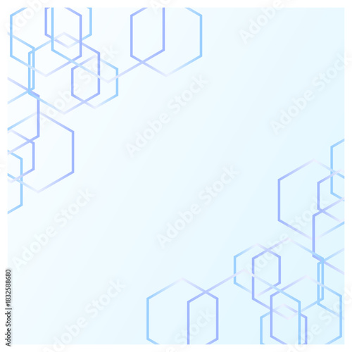 ホワイトのメタリックグラデーションと六角形ラインを組み合わせたビジネス・テクノロジー系フレーム背景