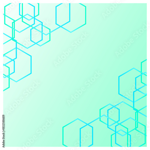 淡い緑グラデーションと六角形ラインを組み合わせたビジネス・テクノロジー系フレーム背景