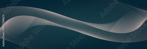 Abstract glowing wave lines on a dark teal background. Dynamic wave pattern. Abstract background with flowing particles. Dynamic waves. vector illustration.