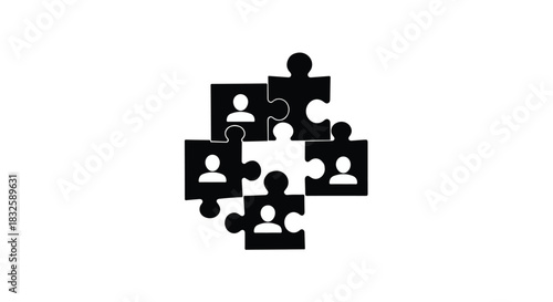 Teamwork and connection represented by interconnected puzzle pieces with people icons.