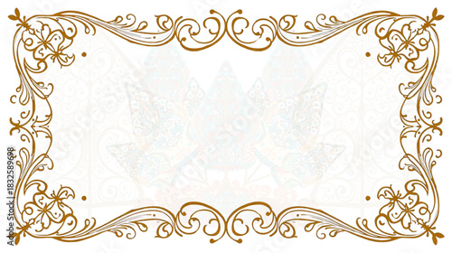 Ornate Brown Floral Border With Intricate Designs On A Subtle Patterned Background Creates Elegance
