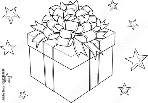 Gift present box ribbon stars celebration birthday holiday christmas surprise party