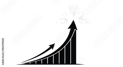Graph showing upward trend and growth, symbolizing success and progress.
