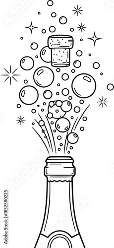 Champagne bottle celebration party toast bubbles cork sparkling wine cheers event