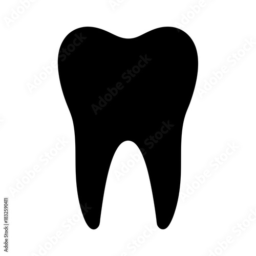 Black Molar Tooth Silhouette Representing Dentistry and Dental Health Concepts